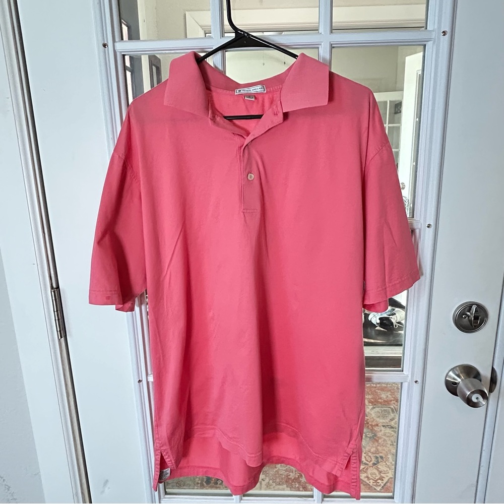 Peter Millar Coral Polo‎ Shirt, Size Large